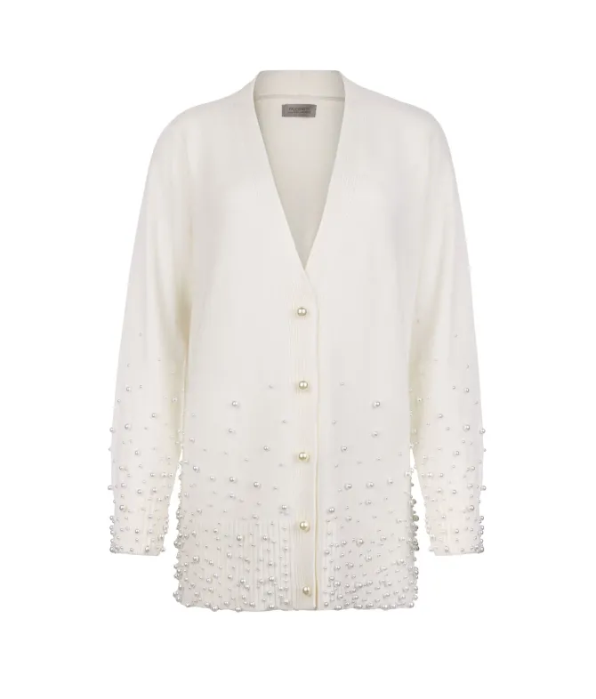Cardigan con perle in Cashmere Ultrasoft