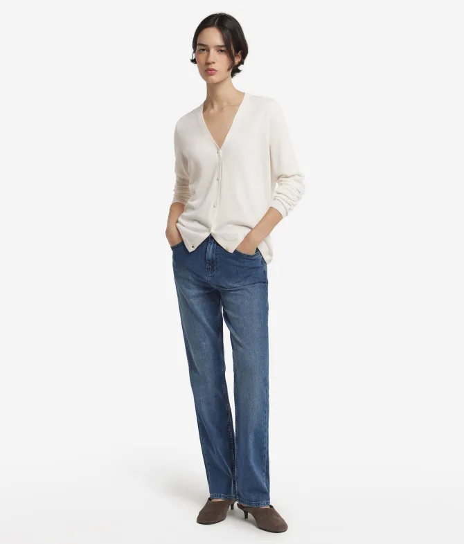 Cardigan con scollo a V in Cashmere Ultrafine