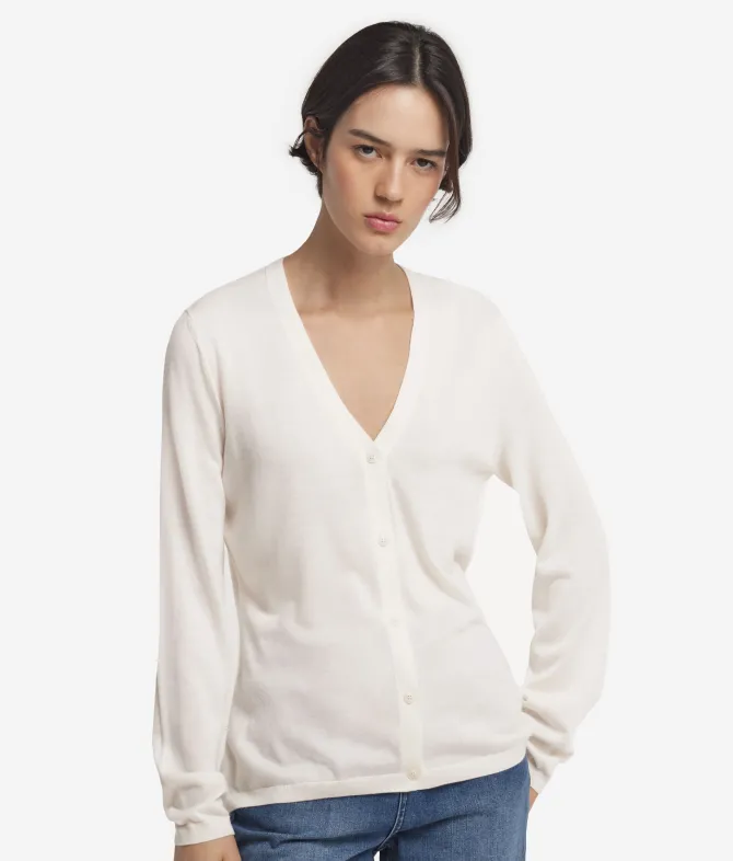 Cardigan con scollo a V in Cashmere Ultrafine