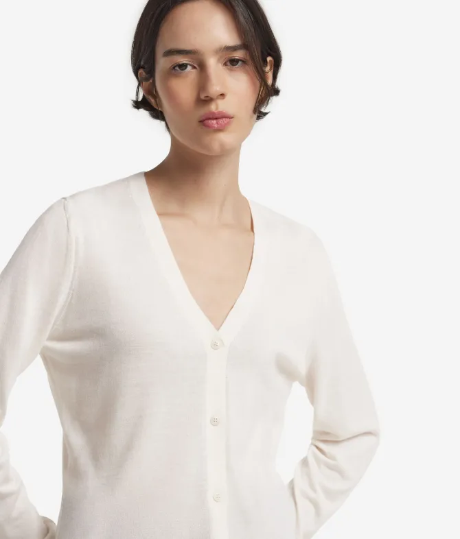 Cardigan con scollo a V in Cashmere Ultrafine
