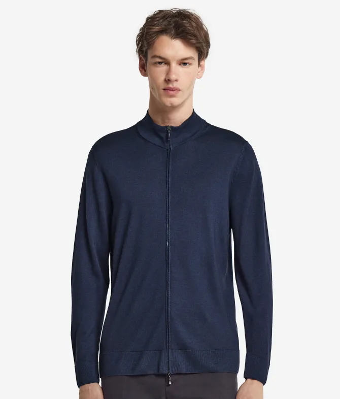 Cardigan con zip in Cashmere Ultrafine
