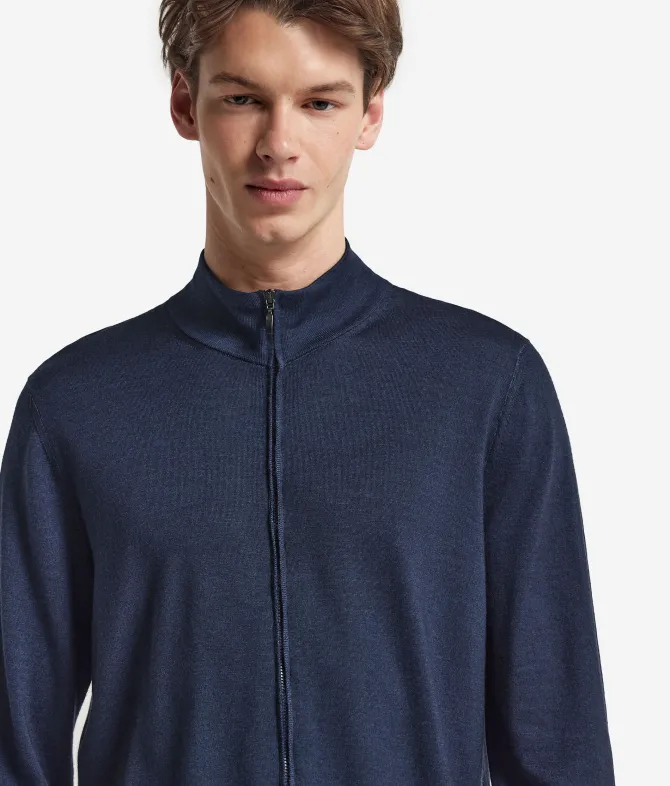 Cardigan con zip in Cashmere Ultrafine