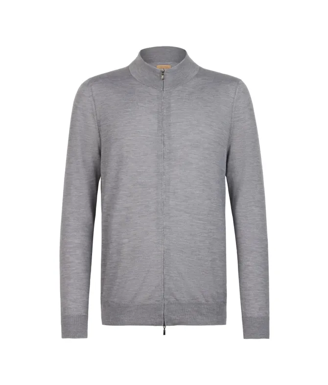 Cardigan con zip in Cashmere Ultrafine