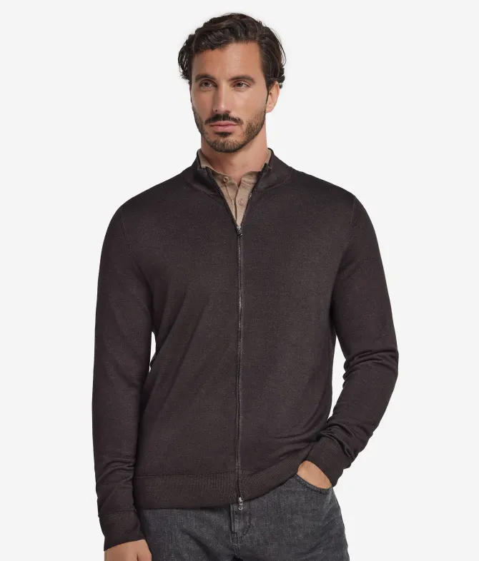 Cardigan con zip in Cashmere Ultrafine