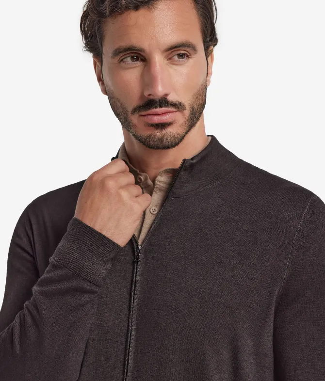 Cardigan con zip in Cashmere Ultrafine