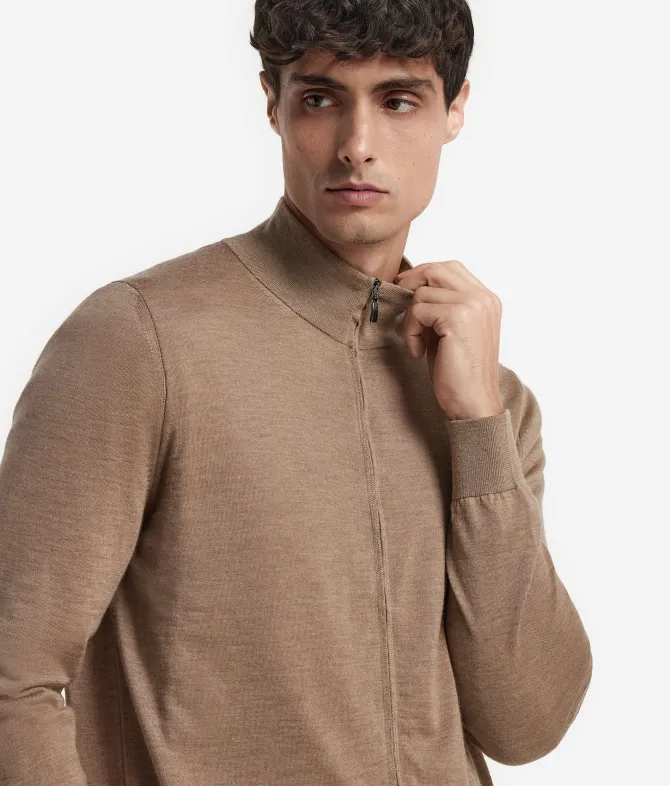 Cardigan con zip in Cashmere Ultrafine