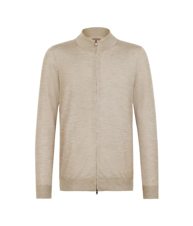 Cardigan con zip in Cashmere Ultrafine