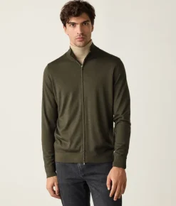 Cardigan con zip in Cashmere Ultrafine
