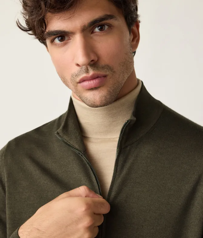 Cardigan con zip in Cashmere Ultrafine