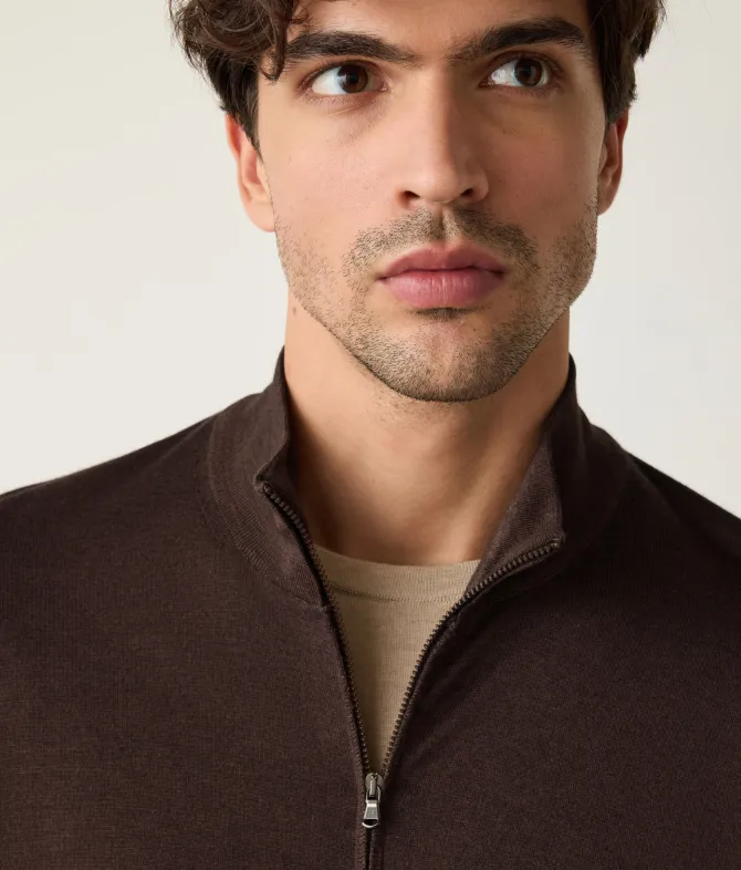 Cardigan con zip in Cashmere Ultrafine