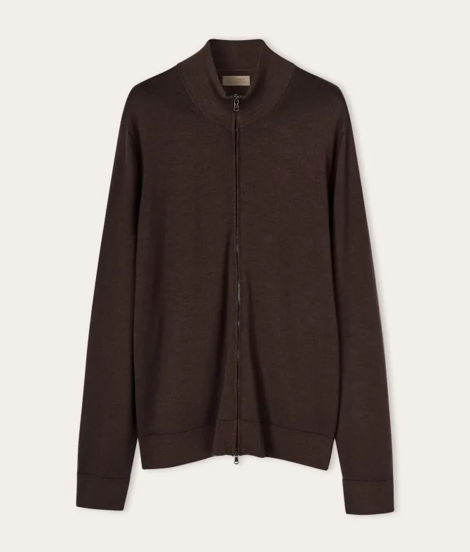 Cardigan con zip in Cashmere Ultrafine