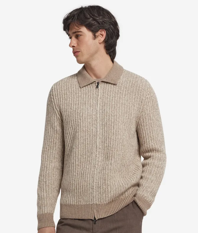 Cardigan con zip in Cashmere Undyed Ultrasoft