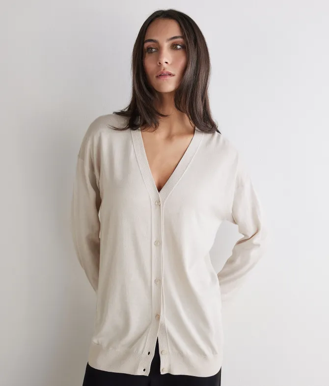 Cardigan in seta cotone