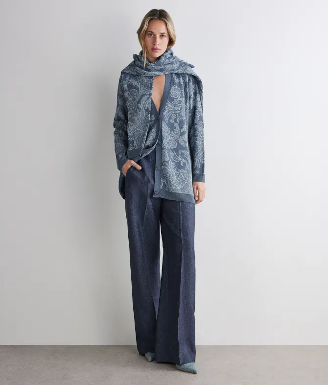 Cardigan jacquard botanico
