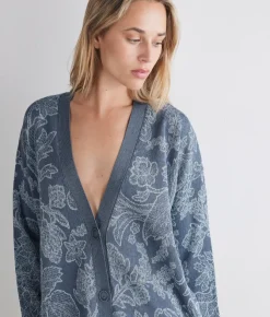 Cardigan jacquard botanico