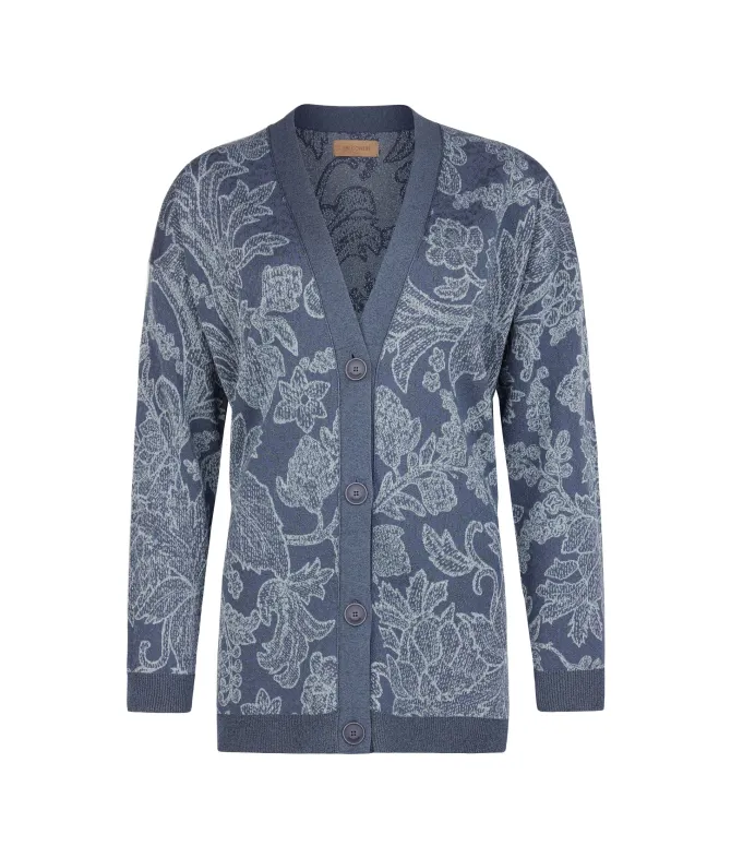 Cardigan jacquard botanico