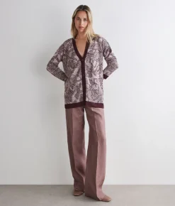 Cardigan jacquard botanico