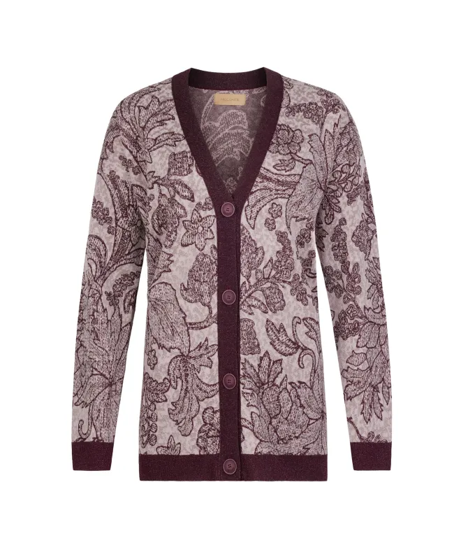 Cardigan jacquard botanico