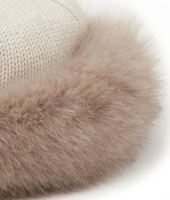 Colbacco in cashmere e pelliccia