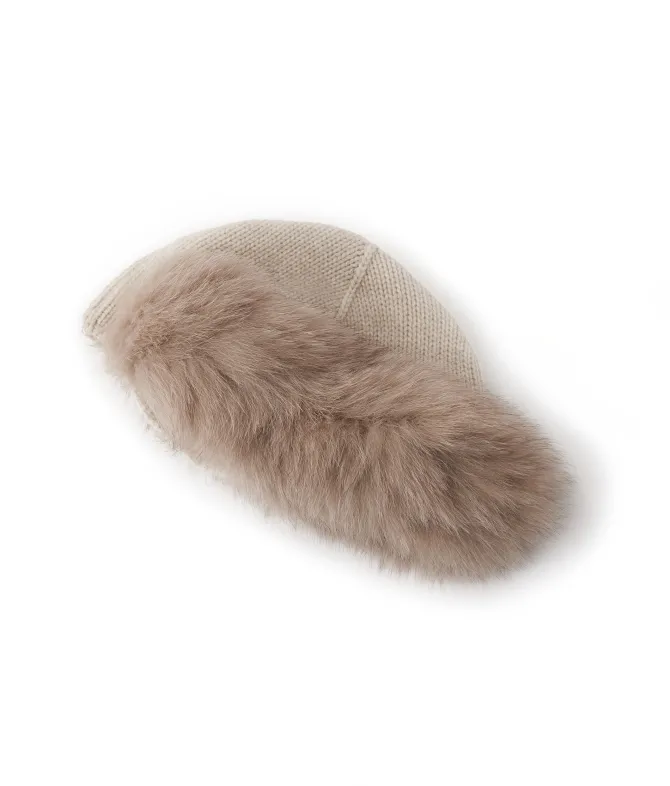 Colbacco in cashmere e pelliccia