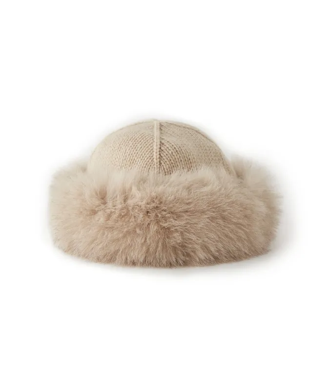 Colbacco in cashmere e pelliccia