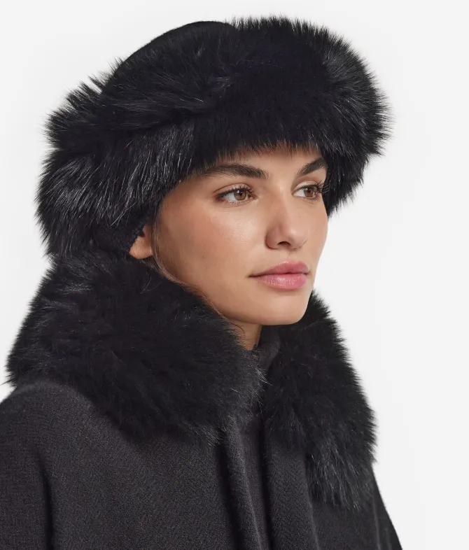 Colbacco in cashmere e pelliccia