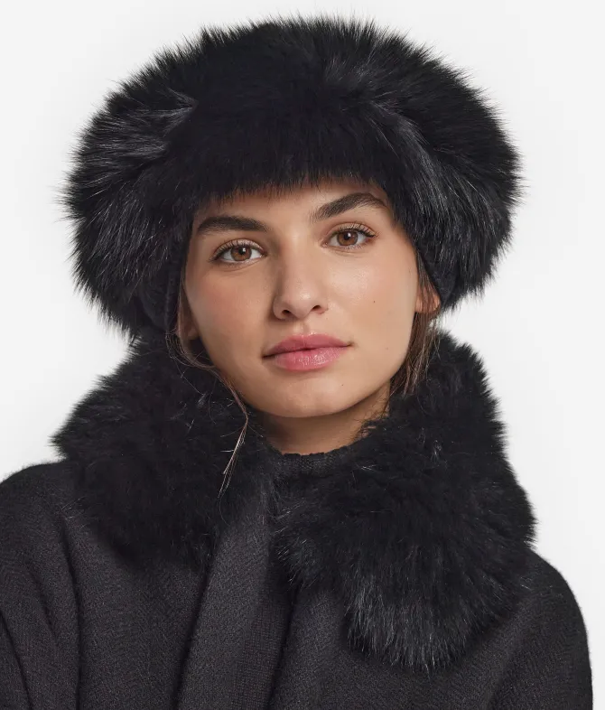 Colbacco in cashmere e pelliccia