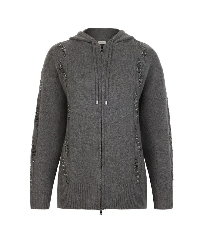 Felpa con trecce e strass in Cashmere Ultrasoft