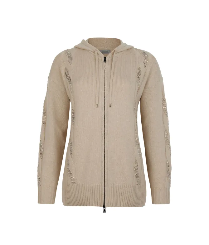 Felpa con trecce e strass in Cashmere Ultrasoft