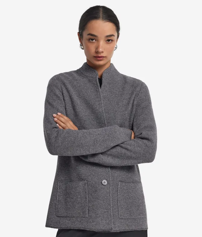 Giacca bicolore in lana e cashmere