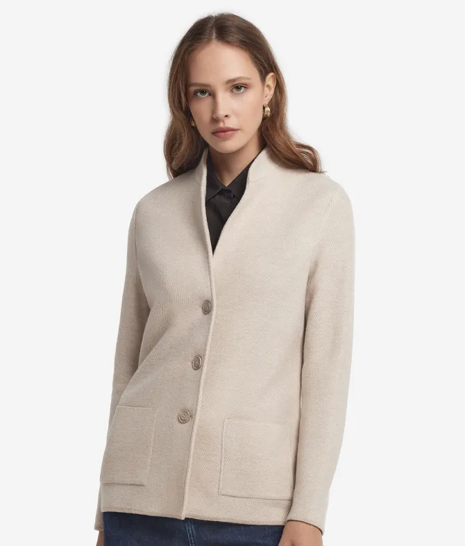 Giacca bicolore in lana e cashmere