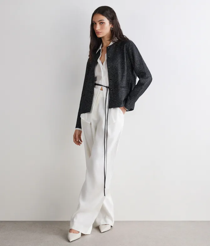 Giacca crop lamé in cotone