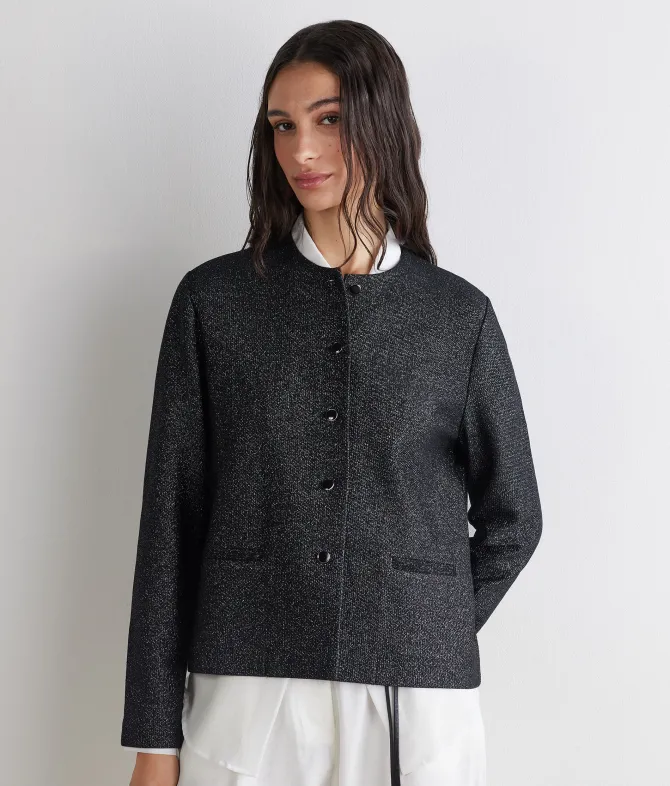 Giacca crop lamé in cotone