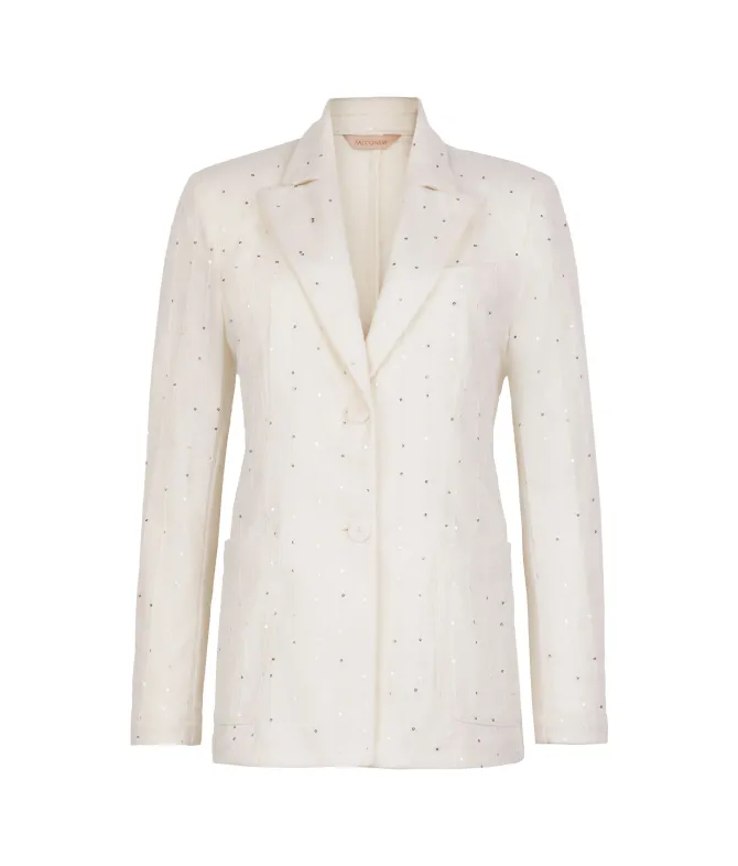 Giacca gessata in lana con paillettes