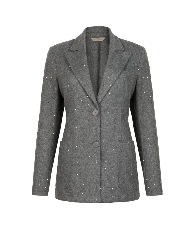 Giacca gessata in lana con paillettes