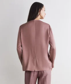 Giacca in raso opaco con inserti in maglia