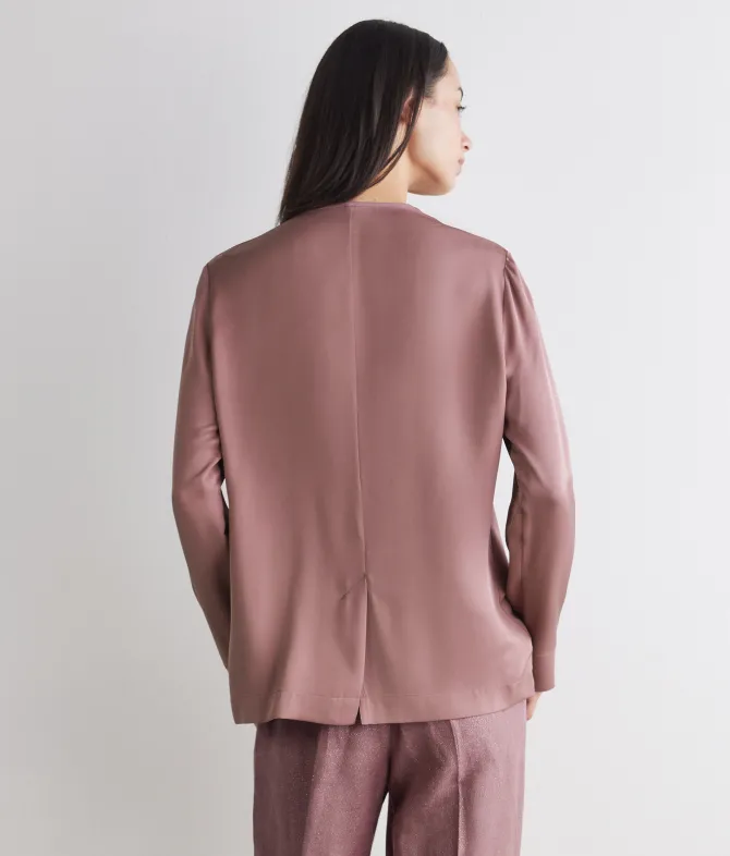 Giacca in raso opaco con inserti in maglia