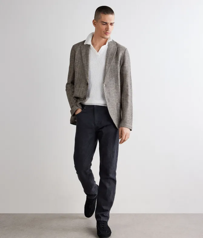 Giacca jersey spinata in lino e cotone