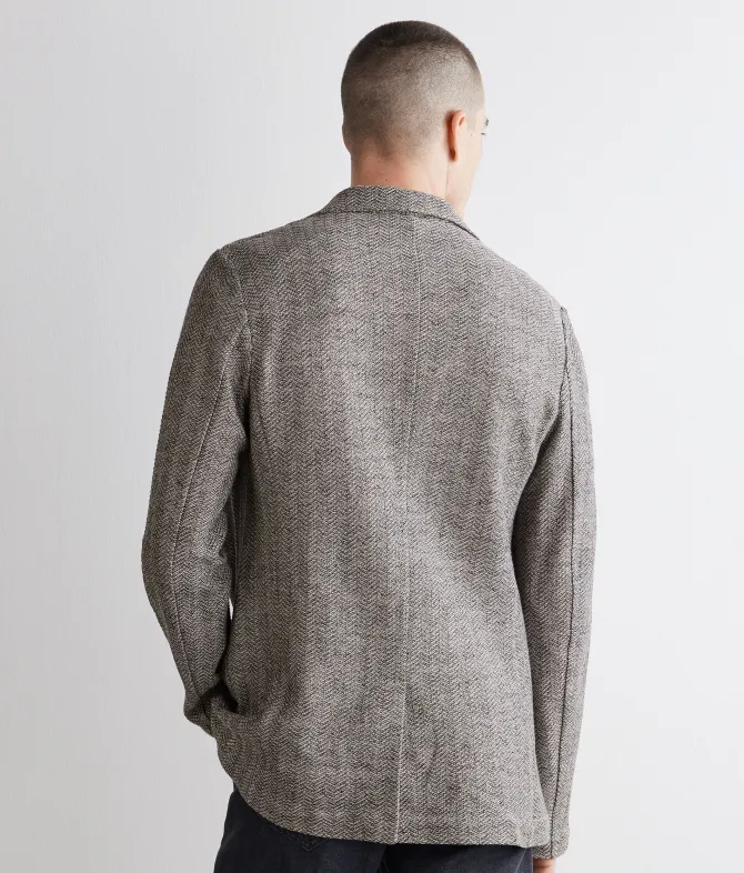 Giacca jersey spinata in lino e cotone