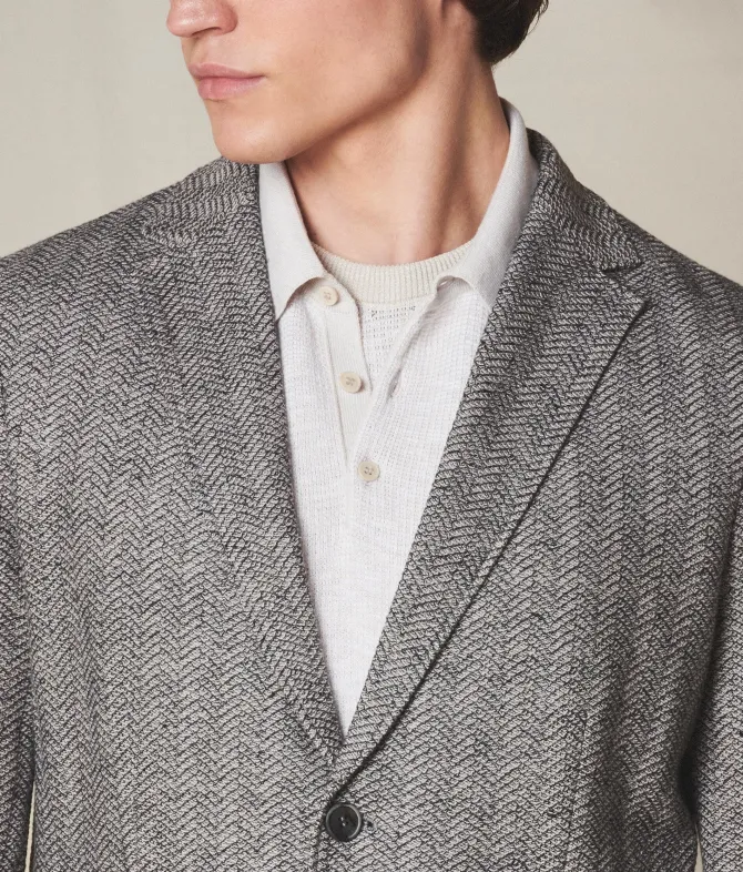 Giacca jersey spinata in lino e cotone
