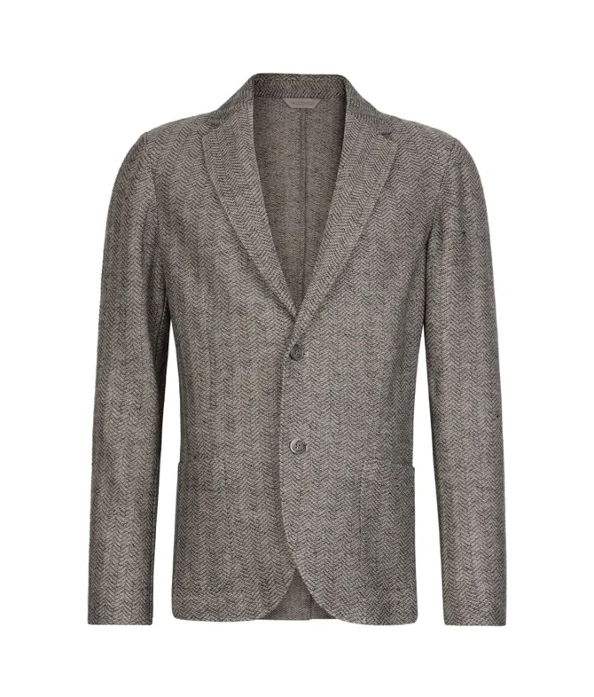 Giacca jersey spinata in lino e cotone