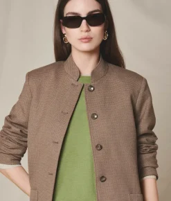 Giacca pied de poule in cashmere seta