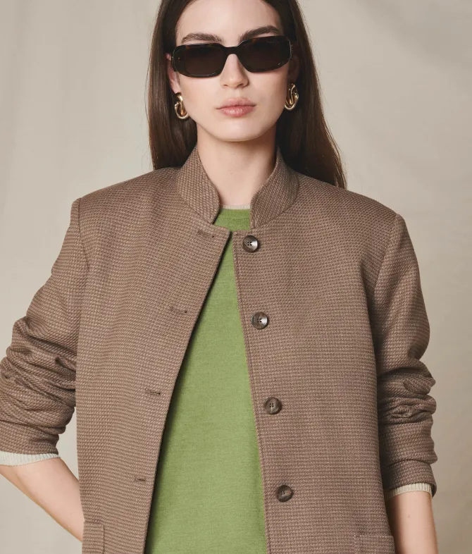 Giacca pied de poule in cashmere seta
