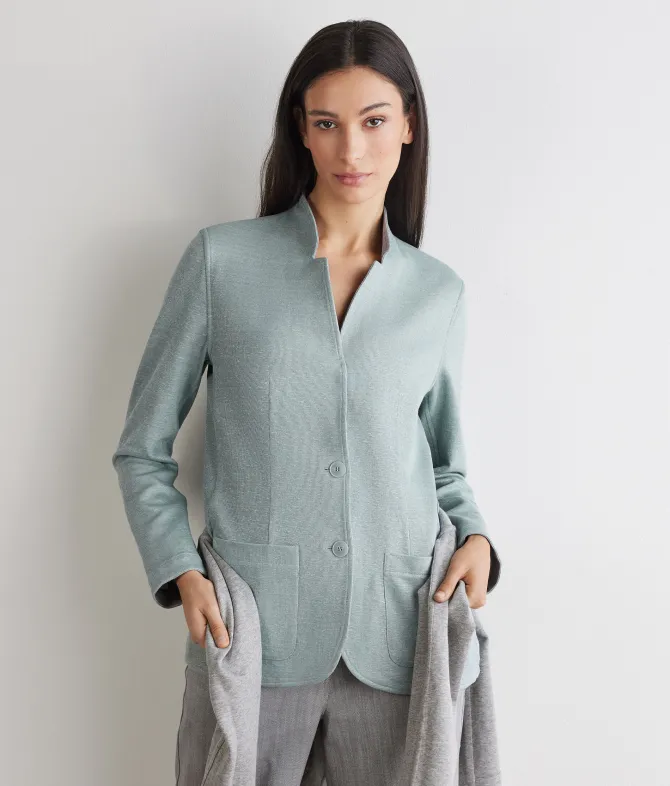 Giacca reversibile in lino e cotone