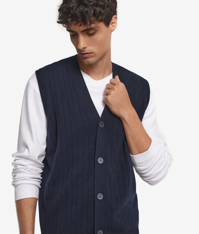 Gilet a coste in Cashmere Ultrasoft