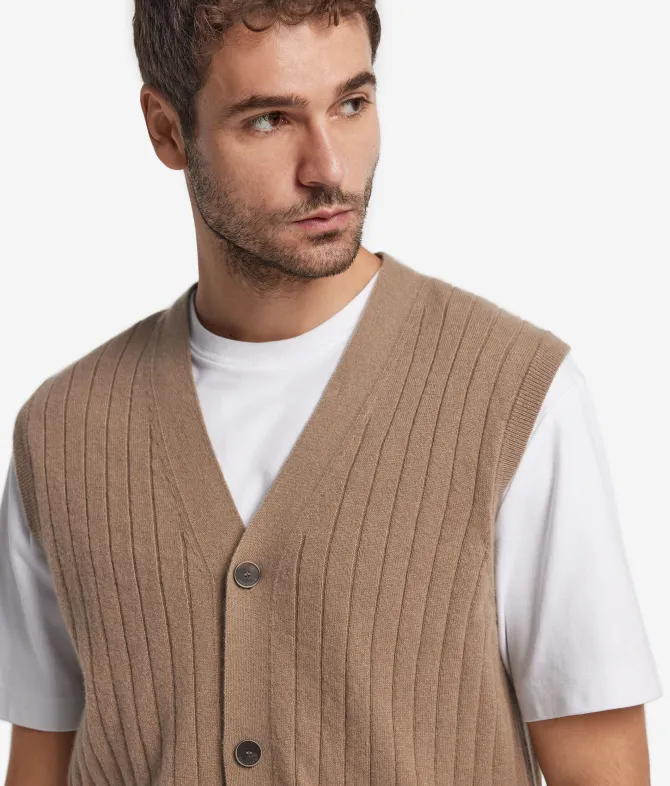 Gilet a coste in Cashmere Ultrasoft