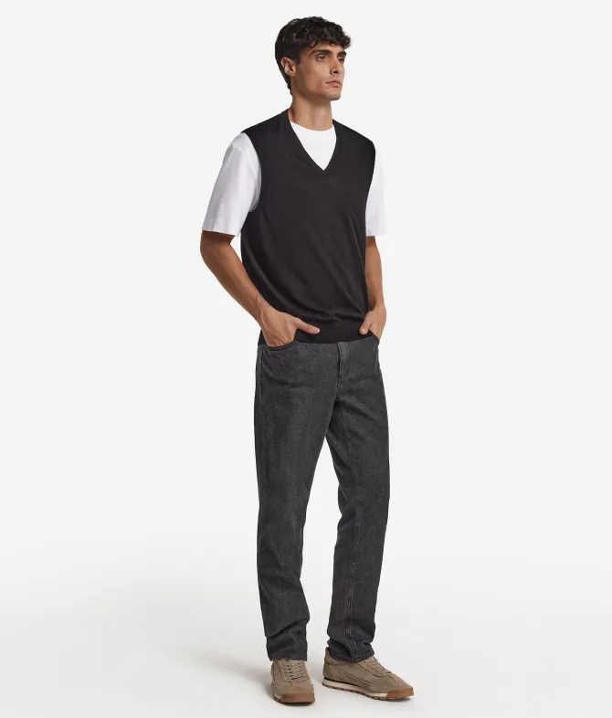 Gilet con scollo a V in Cashmere Ultrafine