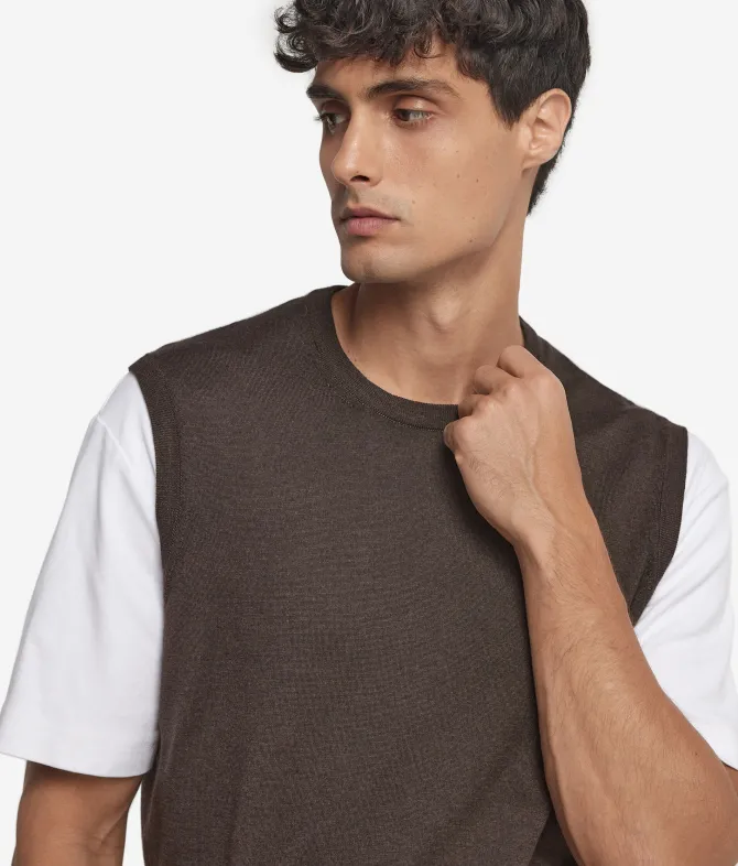 Gilet girocollo in Cashmere Ultrafine