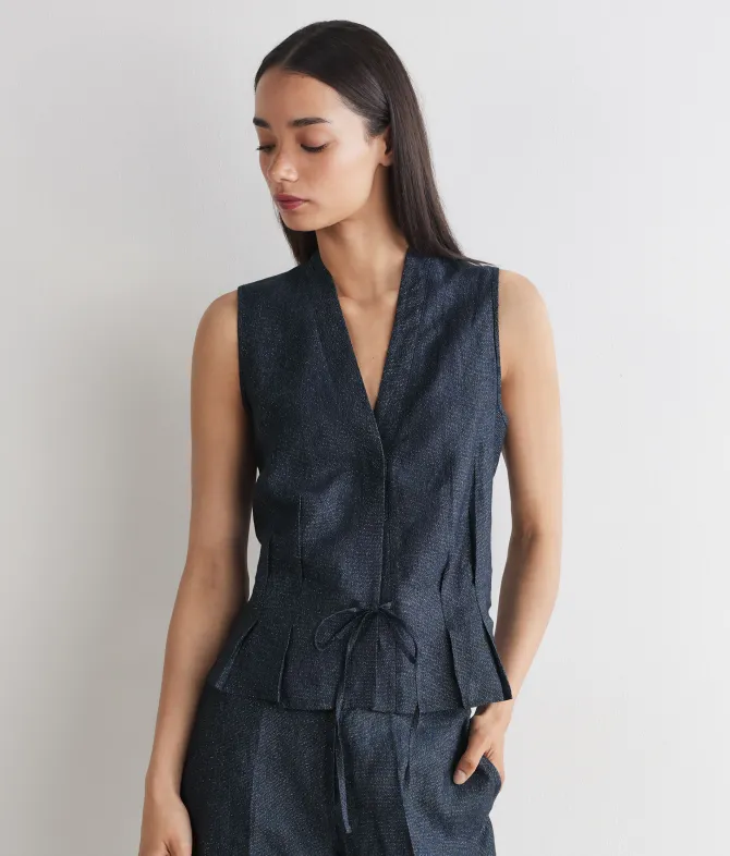 Gilet in lino lamè