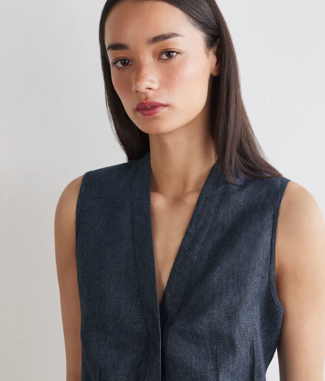 Gilet in lino lamè